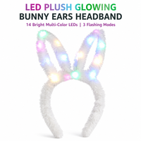Serre-tête lumineux en PVC avec 14 lumières LED colorées en forme d'oreilles de lapin, accessoire capillaire clignotant pour enfants, idéal pour l'extérieur