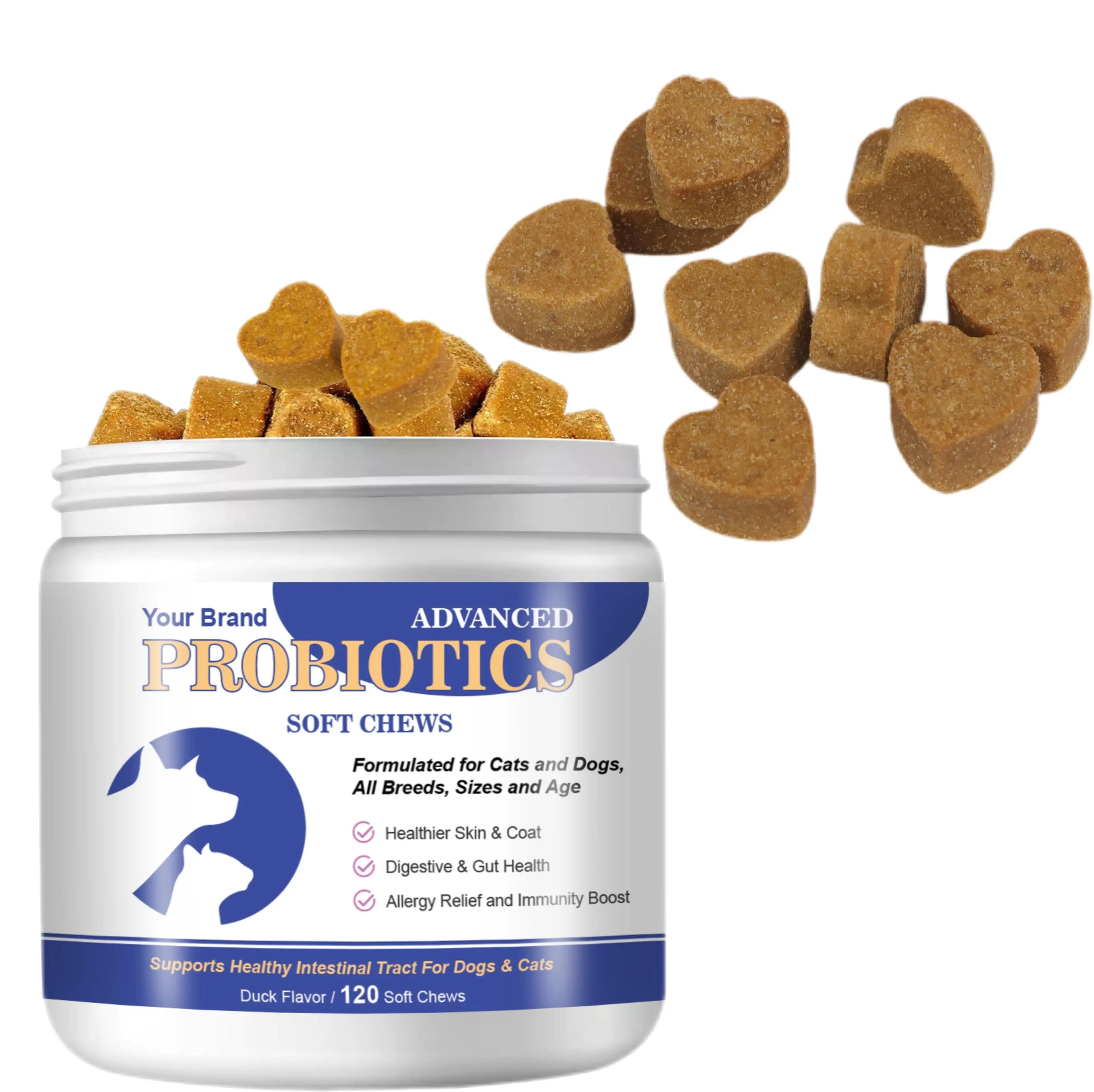 Custom Natural Pet Food Supplement Soft Chews Probiotics And Digestive Enzymes For Gut Health