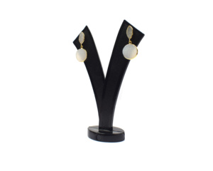 925ต่างหูเม็ดเดี่ยวทำด้วยมือเงินสเตอร์ลิงอัญมณีสีขาวและชุบทองเครื่องประดับแฟชั่นสำหรับเธอ - Product Image 2