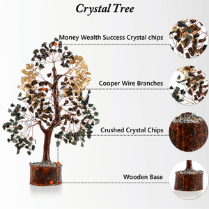 Hecho a mano Natural 300 fichas dinero árbol decorativo bonsái amor Feng Shui India estatuilla curación cuarzo piedra semipreciosa artesanías - Product Image 2