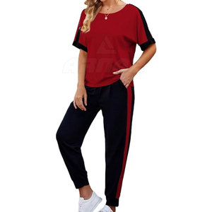 Chándal elegante de verano para mujer para deporte y trajes casuales Conjunto de chándal de verano para mujer con cintura elástica y ligero - Product Image 1