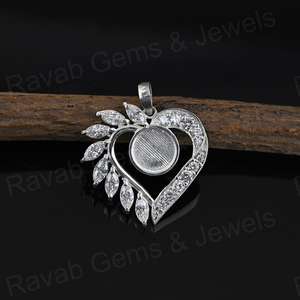 Meilleures ventes : Pièce semi-montée en argent sterling 925 véritable plaqué or, 25 mm, sertie en forme de cœur de Saint-Valentin, pour pierre précieuse ou résine, à personnaliser - Product Image 3