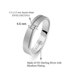 NOVAMART Fine Buy Premium 925 Pure Sterling <b>Silver</b> <b>Rings</b> for <b>Men</b> Resizable Religious Classic Wedding Bands Gold Plating Inlay Wh - Product Image 2