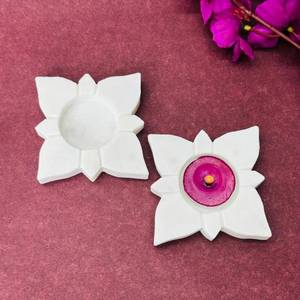 Vela de mármol Diya indio de mármol blanco de diseño personalizado de alta calidad para el hogar Templo Oficina Religioso T-light Portavelas - Product Image 1