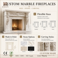 BUREELYN Cheminée autoportante en quartzite naturel Taj Mahal pour villa, salon, chambre, entrée, finition mate intérieure