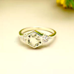 Anillo de Plata de Ley 925 sólida estilo clásico único amatista verde Natural diseño de ajuste de bisel de moda regalo de compromiso de boda - Product Image 4