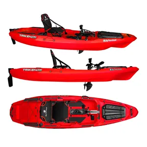 Made in Italy the Best Pedal Drive Fishing Kayak for One Person with Cordura chair 10,8ft Triken330 BigMama Kayak - Red