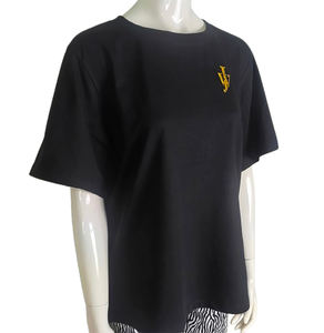 Camiseta informal de punto de algodón 100% de alta calidad para mujer, 180 gramos, transpirable, antiarrugas, secado rápido, diseño personalizado, serigrafiado - Product Image 4