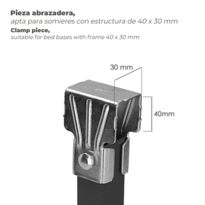 Jeu de pieds de sommier carrés (4 unités) Tube 30x30 mm. Pour sommier de 40x30 mm. Altitude 25 cm. - Product Image 4