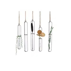 Vase en bois de haute qualité avec tube en verre, design moderne, finition naturelle, vase en bois et en verre élégant pour la décoration de table - Product Image 4