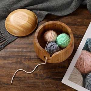 Meilleure vente, bol en fil de bois personnalisé fait à la main, bol en laine, support de fil, bol en bois pour tricoter - Product Image 1