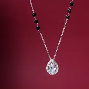 Collar de Plata 925 con Circonita en Forma de Pera, Chapado en Oro de 14K y Rodio, Cadena con Perlas de Agua Dulce, Regalo de Compromiso para Mujer - Product Image 1