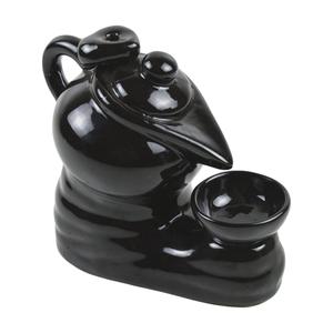 Porte-encens artisanal avec finitions noires brillantes, brûleur en céramique, décoration intérieure - Product Image 2