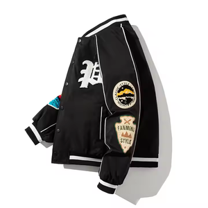 Chaqueta de Béisbol de Alta Calidad con Logotipo Personalizado de Fábrica OEM, Chaqueta Varsity de Algodón Estándar para Hombre, Bordado a Máquina, Ropa para Exteriores - Product Image 6