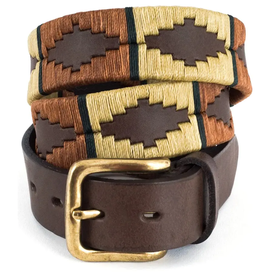 Polo belt Copper/beige/green stripe New Top Quality Polo Belt Hand-Stitched leather belt Available At Latest Price