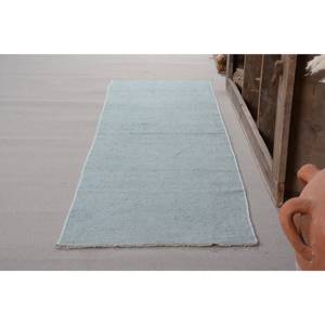 Tapis Turc Vintage Bleu Moderne 2.2 X 7.5ft Fait à la Main Laine Abstraite Patchwork Design Rectangle Couloir Forme Latex pour Chambre de Voiture - Product Image 3