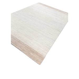 Alfombra de Lana Contorneada Hecha a Mano en Color Marfil - Hwl-261 9x12 Rectangular para Decoración de Sala de Estar, Color Sólido, Técnica de Tejido a Mano, para Adolescentes - Product Image 2
