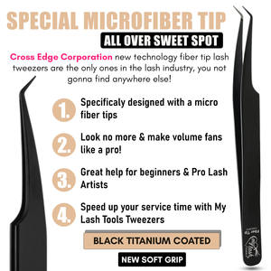 Pinzas de extensión de pestañas con punta de fibra negra de etiqueta privada para ventiladores de volumen de pestañas, pestañas tenues, botas de Punta Nano, agarre fuerte - Product Image 2
