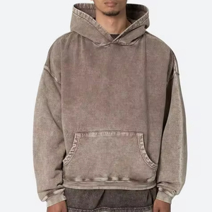 Sweat à capuche unisexe délavé à l'acide, vert délavé, tailles S-3XL, manches longues, poches, sans fermeture éclair - Product Image 1