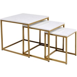 Mesa de centro de Metal moderna de alta calidad, parte superior de mármol, Color dorado, acabado recubierto de polvo de hierro, personalizable, hogar, jardín, sala de estar - Product Image 1