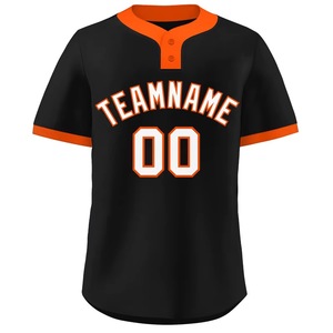 Maillot de baseball personnalisé pour homme, noir et orange, nom de l'équipe 00, imprimé à l'écran, évacuation de l'humidité, manches courtes, coupe classique, vêtements pour adultes - Product Image 1