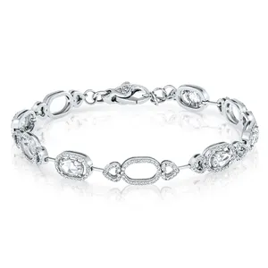 Best Selling Tennis Bracelet Rose Cut Real Natural Diamonds Charming 18K White Gold Genuine Diamond Gold Bracelets