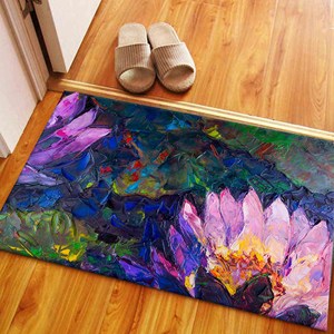 Alfombra Estampada: Alfombra Moderna de Chenilla con Diseño Floral para Entrada de Casa de Campo, con Pelo Suave - Product Image 5
