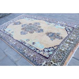 Alfombra Turca de 7x12.9 pies, Alfombra Azul con Estampado Animal, de Lana - Product Image 2