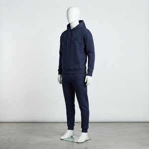 <b>Mens</b> Navy Hoodie Tracksuit Sets Tone On Tone <b>Pullover</b> Sweatshirt Jogger Pants Sportswear Training Gym Fitness Activewear Premium - Product Image 2