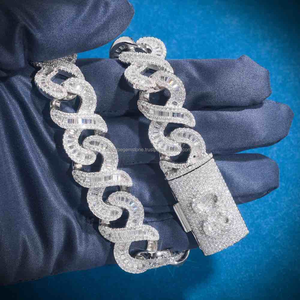 Hip Hop Trendy Design 15mm 8-Shaped Infinite Full Diamond Cuban Chain Necklace Bracelet for Wedding <b>Tie</b> <b>Clips</b> Jewelry Gift - Product Image 4