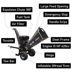 Mejor Oferta en Trituradora de Madera Portátil On-Green Powers Americas de 15 HP y 6 Pulgadas - GWC8420 - Product Image 4