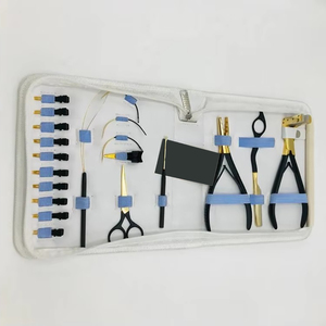 Ensemble d'outils pour extensions de cheveux en acier inoxydable bleu foncé, kit d'application professionnel de micro-liens comprenant des pinces, des ciseaux et un crochet de traction - Product Image 2