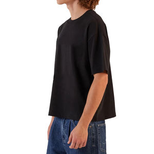 Personnalisé Designer 100% Coton T-Shirt Fabricant Lourd 300 Gsm Surdimensionné Noir Boxy Cropped T Shirt pour Hommes - Product Image 2