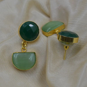 Boucles d'oreilles en pierre plaquées or en laiton tendance faites à la main, boucles d'oreilles tendance, fabricant et fournisseur de boucles d'oreilles - Product Image 1