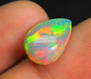 Belle pierre précieuse de cabochon d'opale éthiopienne-Gemmes d'opale en forme de poire-Play Of Fire Pierre naturelle en vrac lisse pour la fabrication de bijoux - Product Image 2