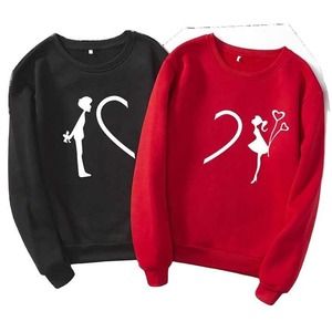 Ensemble chemise pour couple Logo personnalisé hommes 100% coton à manches longues col montant pull couleur unie sweat-shirt oversize imprimé teint uni - Product Image 1
