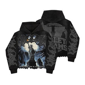 Sweat-shirt unisexe surdimensionné en coton délavé à l'acide, personnalisé, lourd, avec capuche en strass, parfait pour le streetwear décontracté - Product Image 5