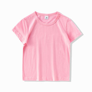 Personalizar niños niñas Camiseta lisa con etiqueta de logotipo Camiseta de algodón de color sólido - Product Image 4