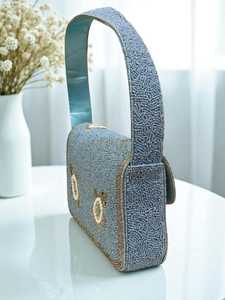 Bolso con cuentas multicolor con asa, bolso de mano, bolso de mano informal, artesanía india, hecho a mano, bolso Baguette, - Product Image 2
