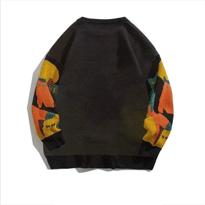 Pull en maille jacquard épais décontracté en coton 100% pour homme, personnalisé, uni, pour l'hiver, manches longues - Product Image 5