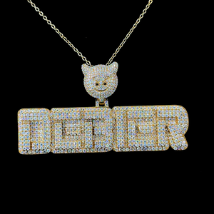 Pendentif personnalisé en argent sterling 925 plaqué or 10 carats, style hip-hop, avec charme arbre GLO, moissanite VVS, nom chrétien personnalisé, fête glacée - Product Image 1