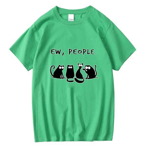 Camiseta para hombre de alta calidad, 100% algodón, divertida, con estampado de gato, informal, holgada, fresca, con cuello redondo, camiseta para hombre - Product Image 3