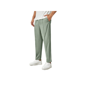 2025 Hit pantalons décontractés pour hommes coupe régulière léger doux au toucher mélange de Polyester taille moyenne uni teint motif droit pantalon - Product Image 5
