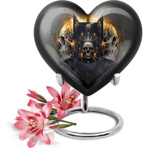 Urna de cremación de recuerdo en forma de corazón personalizada al por mayor para cenizas humanas con soporte de aluminio suministros funerarios urnas - Product Image 5