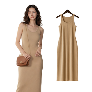 Vestido Negro Ajustado de Punto Acanalado con Manga Corta y Lentejuelas hasta el Suelo para Mujer, Elegante y de Lujo, Venta al por Mayor de Fábrica - Product Image 1