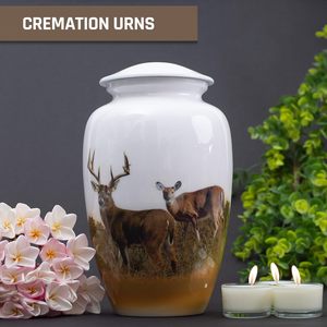 Urne funéraire de pâturage de cerf peinte à la main avec 4 petites urnes souvenir | Un joli jeton de partage pour se souvenir de votre amour perdu - Product Image 4