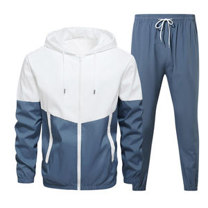 Chándal para correr de dos piezas de invierno personalizado de alta calidad para hombre, cuello con capucha, patrón sólido, deportes de Fitness, venta al por mayor a bajo precio - Product Image 4