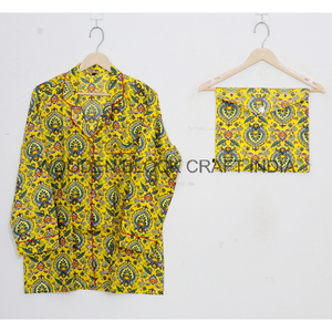 Nueva moda Floral y Sanganeri estampado camisón hermoso algodón tejido botón pijamas para verano-Jaipuri estampado ropa de dormir - Product Image 6