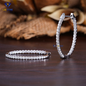 3.00 TDW Boucle d'oreille en or blanc avec diamant taillé rond par Labstone / Twist, Sparkle, Répéter/Couleur EF-VS - Product Image 5