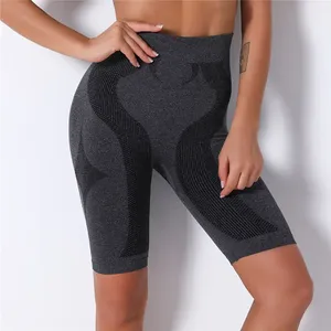 Femmes haute Spandex respirant décontracté Fitness sport Leggings couleurs unies Scrunch poche taille moyenne Leggings courts tricotés - Product Image 5